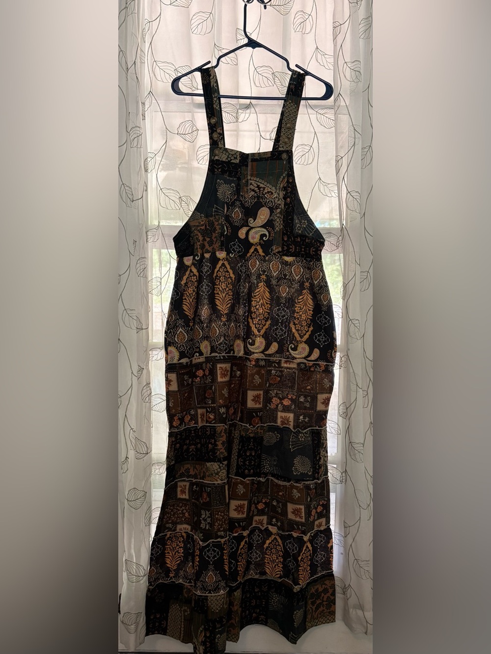YAK & YETI Boho Floral Paisley Wide Leg Overalls Jumpsuit S/M L/XL🛍️